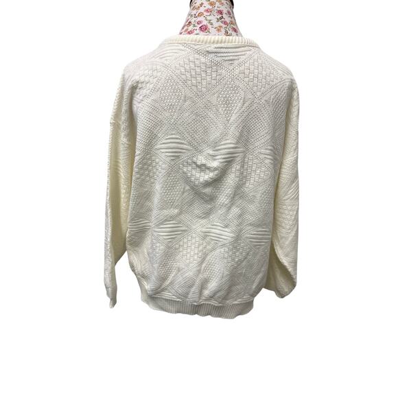 🤍 Adele Knitwear Vintage Women M Cream Textured Sweater – Made in USA - Picture 3 of 4